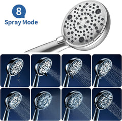 8 Mode Hand shower With Hose & Overhead Shower Adapter