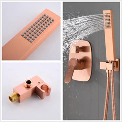 Rose Gold Brass Hand Shower - Sleek Rectangular Design