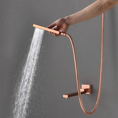 Rose Gold Brass Hand Shower - Sleek Rectangular Design