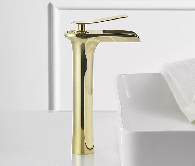 Waterfall Design Single Lever Basin Mixer with Hot & Cold Pipes