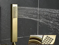 Sleek Rectangular Gold Brass Hand Shower