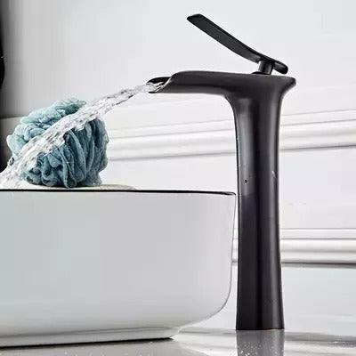 Waterfall Design Single Lever Basin Mixer with Hot & Cold Pipes