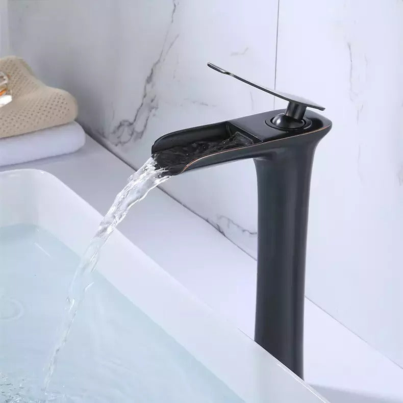 Waterfall Design Single Lever Basin Mixer with Hot & Cold Pipes