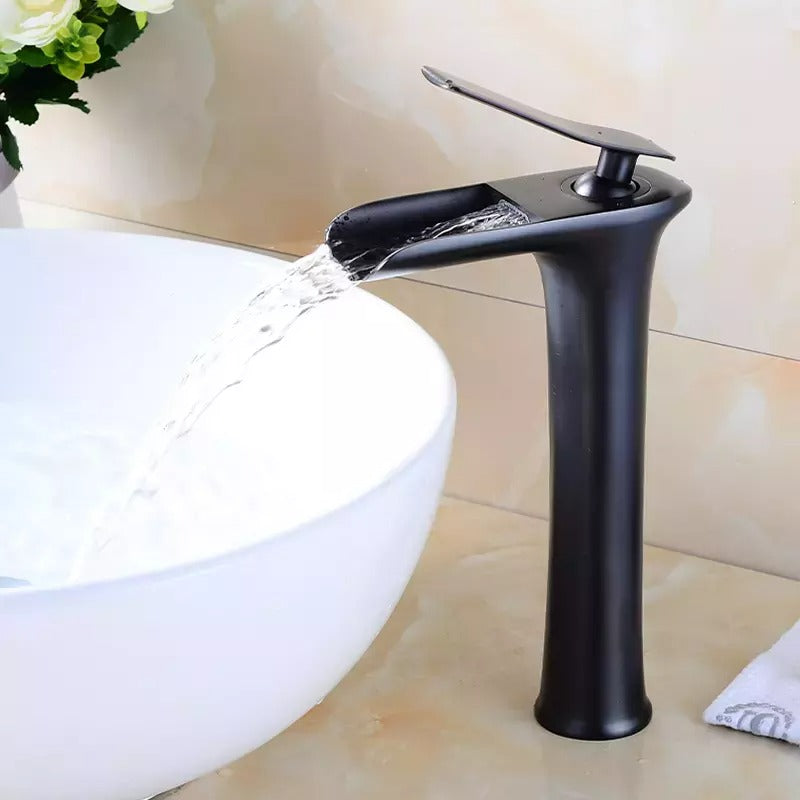 Waterfall Design Single Lever Basin Mixer with Hot & Cold Pipes