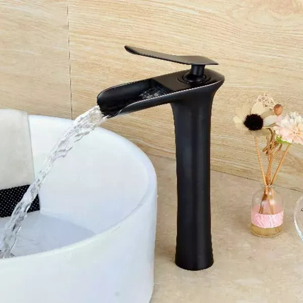 Waterfall Design Single Lever Basin Mixer with Hot & Cold Pipes