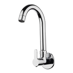 Fuzo Chrome Sink Cock with Wall Flange (Polished Finish)