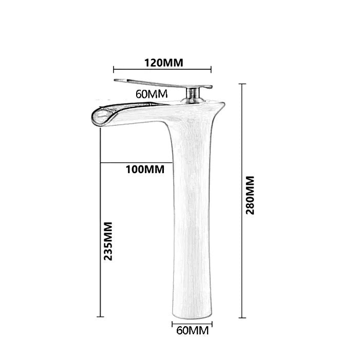 Waterfall Design Single Lever Basin Mixer with Hot & Cold Pipes