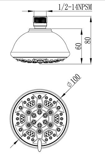 ABS Ivy Shower Head 4 Inches Six Mode ,without Arm, Chrome, Polished Finish - Marcoware