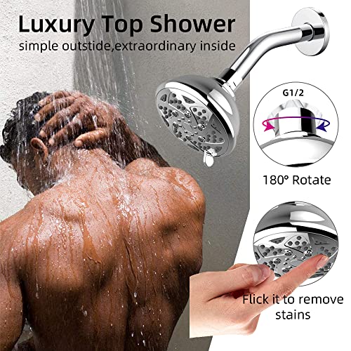 ABS Ivy Shower Head 4 Inches Six Mode ,without Arm, Chrome, Polished Finish - Marcoware