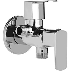 Brass Kubix 2 Way (2 Outlet) Angle valve with wall flange, Chrome, Polished Finish - Marcoware