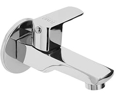 Brass Kubix Long Body Tap with wall flange, Chrome, Polished Finish - Marcoware