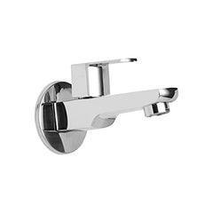 Brass Kubix Long Body Tap with wall flange, Chrome, Polished Finish - Marcoware