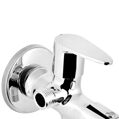 Brass Leaf 2 Way Angle Valve with Wall Flange, Chrome, Polished Finish - Marcoware