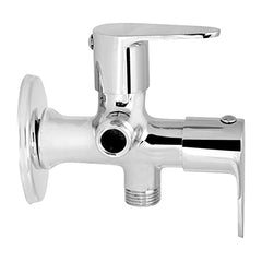 Brass Leaf 2 Way Angle Valve with Wall Flange, Chrome, Polished Finish - Marcoware