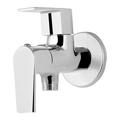 Brass Recto 2 Way Angle Valve with Wall Flange, Chrome, Polished Finish - Marcoware