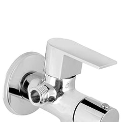 Brass Recto 2 Way Angle Valve with Wall Flange, Chrome, Polished Finish - Marcoware