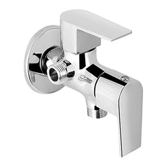 Brass Recto 2 Way Angle Valve with Wall Flange, Chrome, Polished Finish - Marcoware