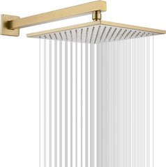 Marcoware SS Breezo Heavy Duty Bathroom Overhead Shower Head, 8 Inches, Gold, Polished Finish - Marcoware